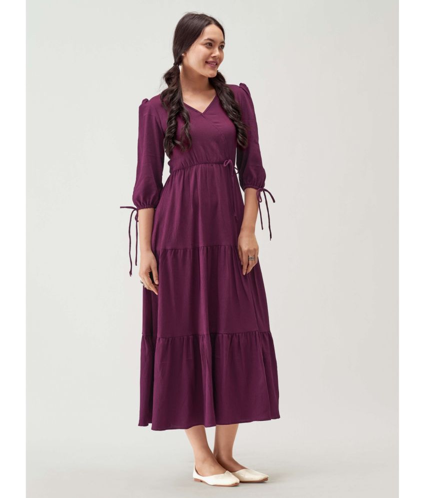     			JASH CREATION - Magenta Rayon Women's Fit & Flare Dress ( Pack of 1 )