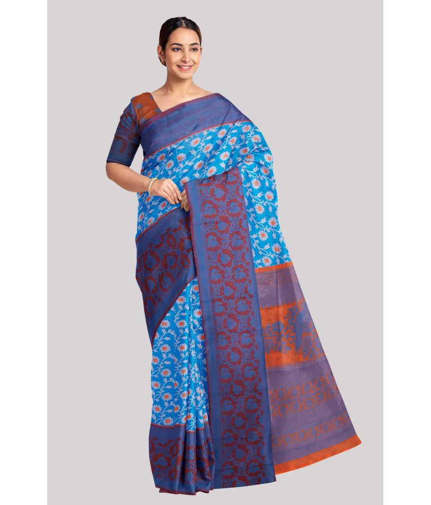     			KSR HANDLOOM PVT LTD - Blue Cotton Silk Saree With Blouse Piece ( Pack of 1 )