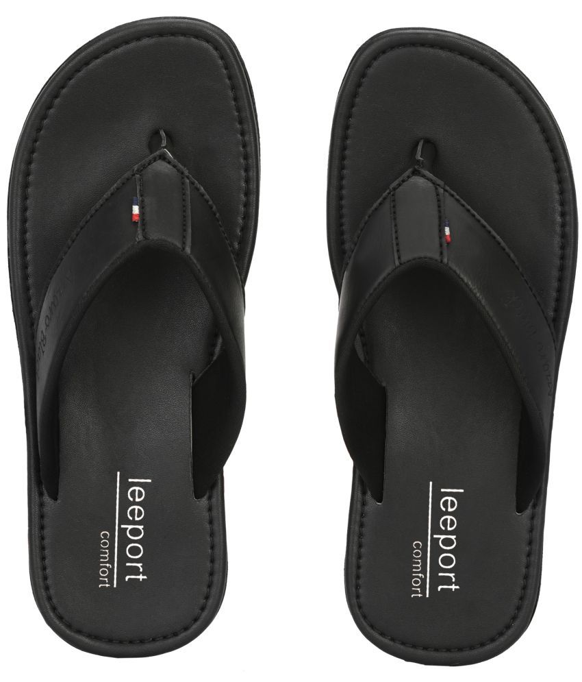     			Leeport - Black Men's Leather Slipper