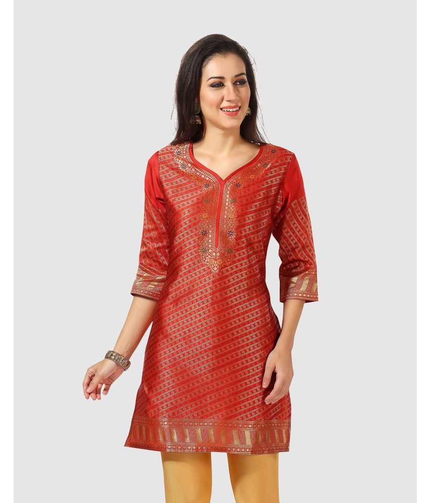     			Meher Impex - Rust Art Silk Women's A-line Kurti ( Pack of 1 )