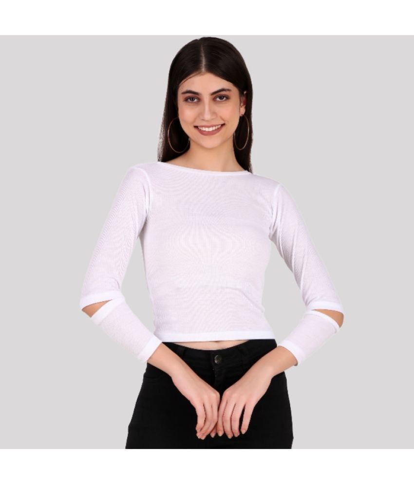     			PP Kurtis - White Cotton Women's Crop Top ( Pack of 1 )