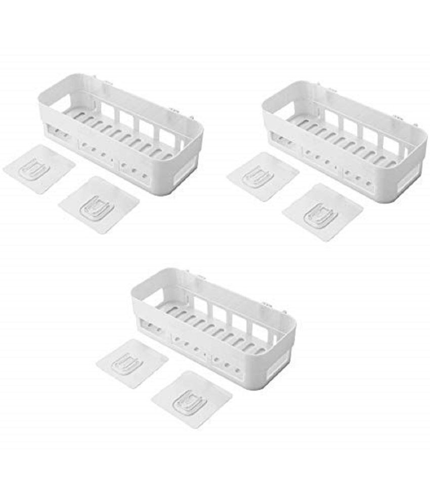     			RAMDEV ENTERPRISE White Plastic Storage Racks ( Pack of 3 )