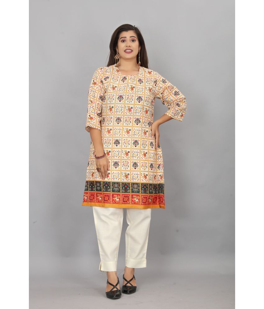     			Riti - Yellow Cotton Women's Straight Kurti ( Pack of 1 )