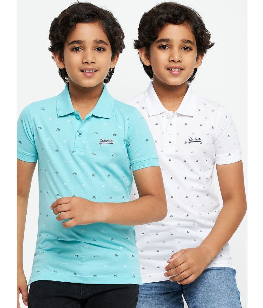     			UNIBERRY Pack of 2 Boys Cotton Blend Polo T-Shirt ( Turquoise )