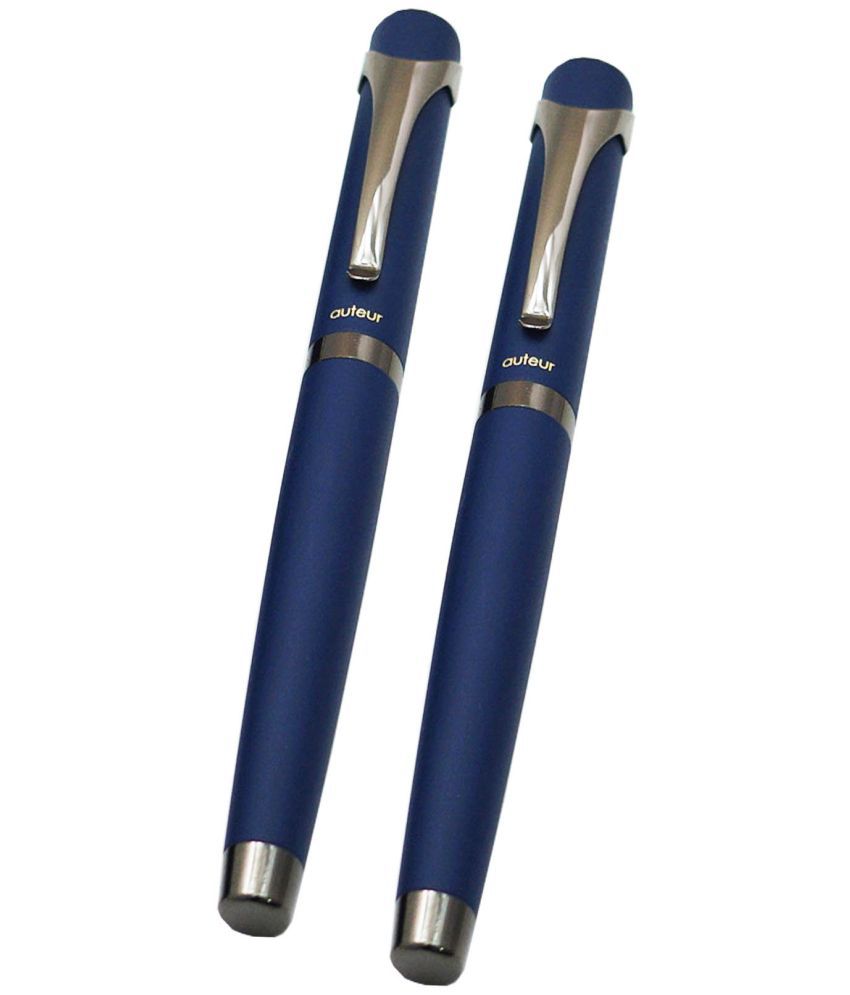     			auteur President Blue Colour Roller Ball Pen & Fountain Pen Set - Premium Heavy Metal Body with Gunmetal Trims