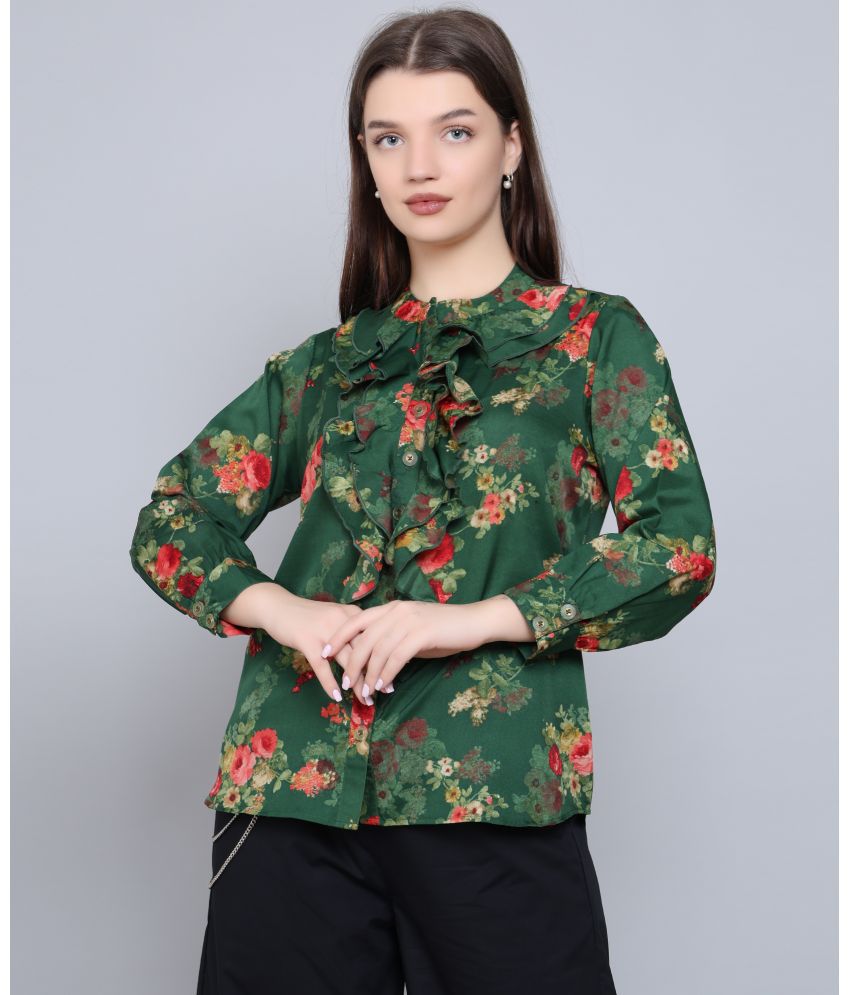     			Baawri - Green Crepe Women's Shirt Style Top ( Pack of 1 )