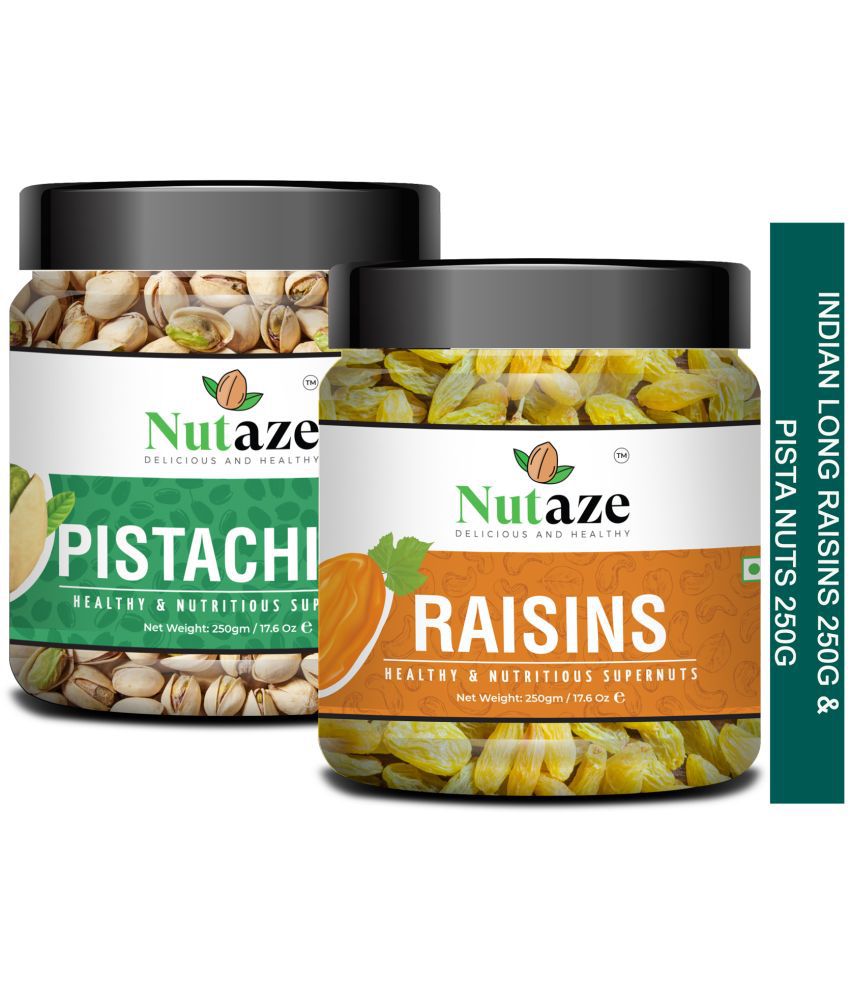     			Nutaze Combo Pack Of Premium Pistachios 250g & Kashmiri Raisins 250g| 100% Natural & Healthy