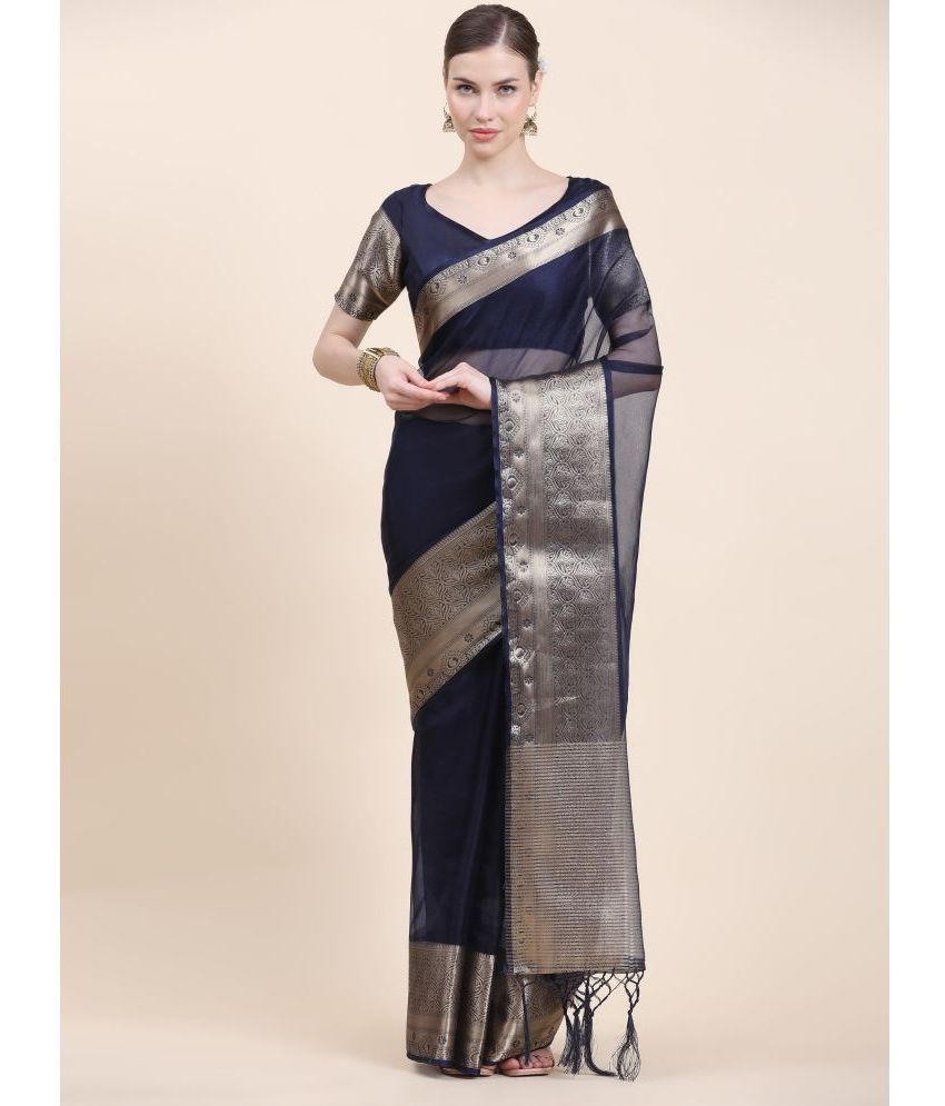     			rujave - Navy Blue Silk Saree With Blouse Piece ( Pack of 1 )