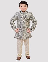 Arshia Fashions - Grey Silk Boys Sherwani ( Pack of 1 )