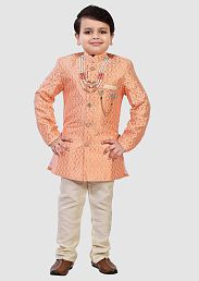 Arshia Fashions - Peach Silk Boys Sherwani ( Pack of 1 )