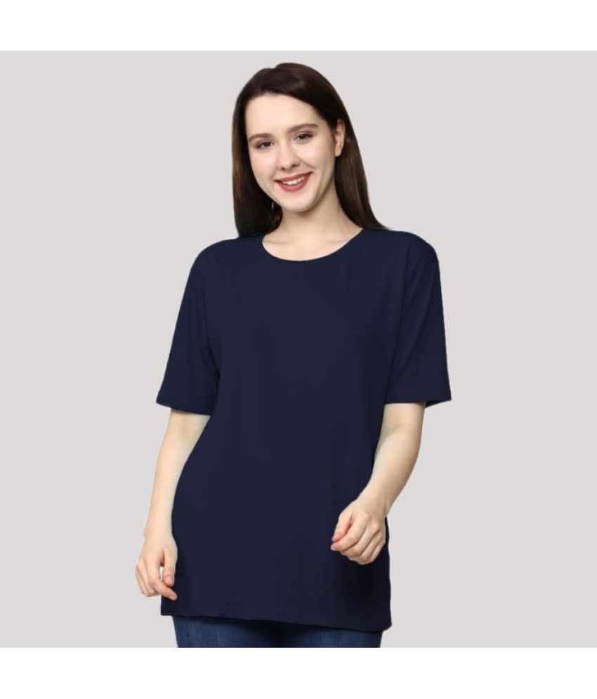     			AKTIF - Navy Cotton Loose Fit Women's T-Shirt ( Pack of 1 )