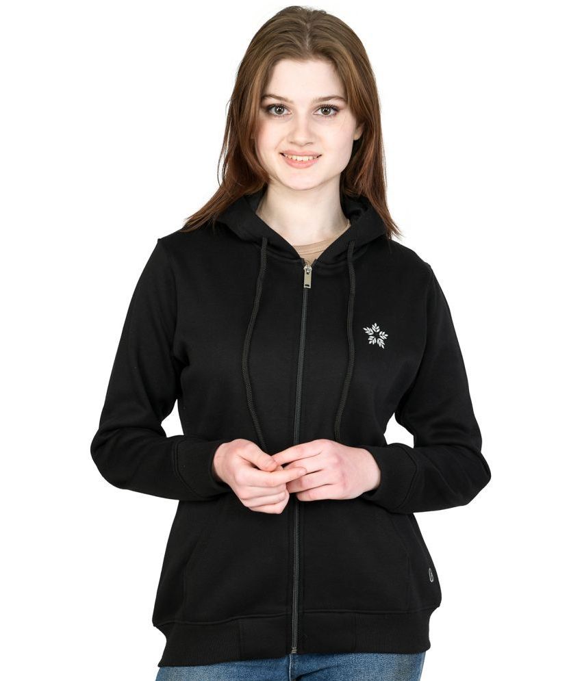     			CHERIBELL Cotton Black Hooded Sweatshirt