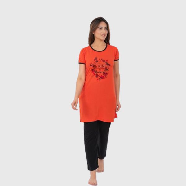     			Dart Line - Orange Cotton Blend Women's Nightwear Nightsuit Sets ( Pack of 1 )