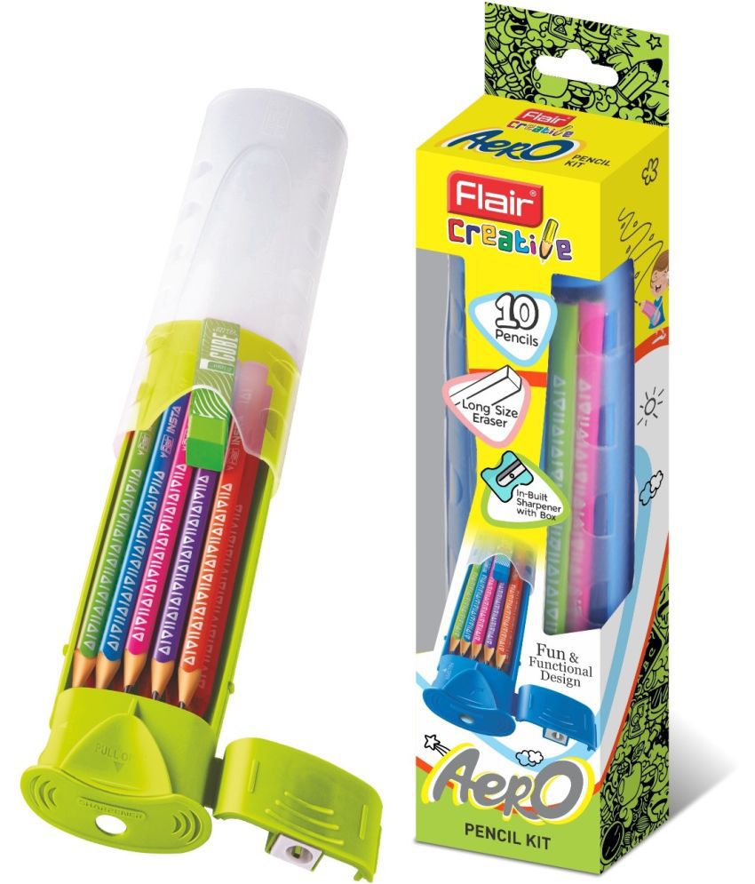     			Flair Creative Aero Pencil Kit Multicolor Triangular Shape 10 Pcs