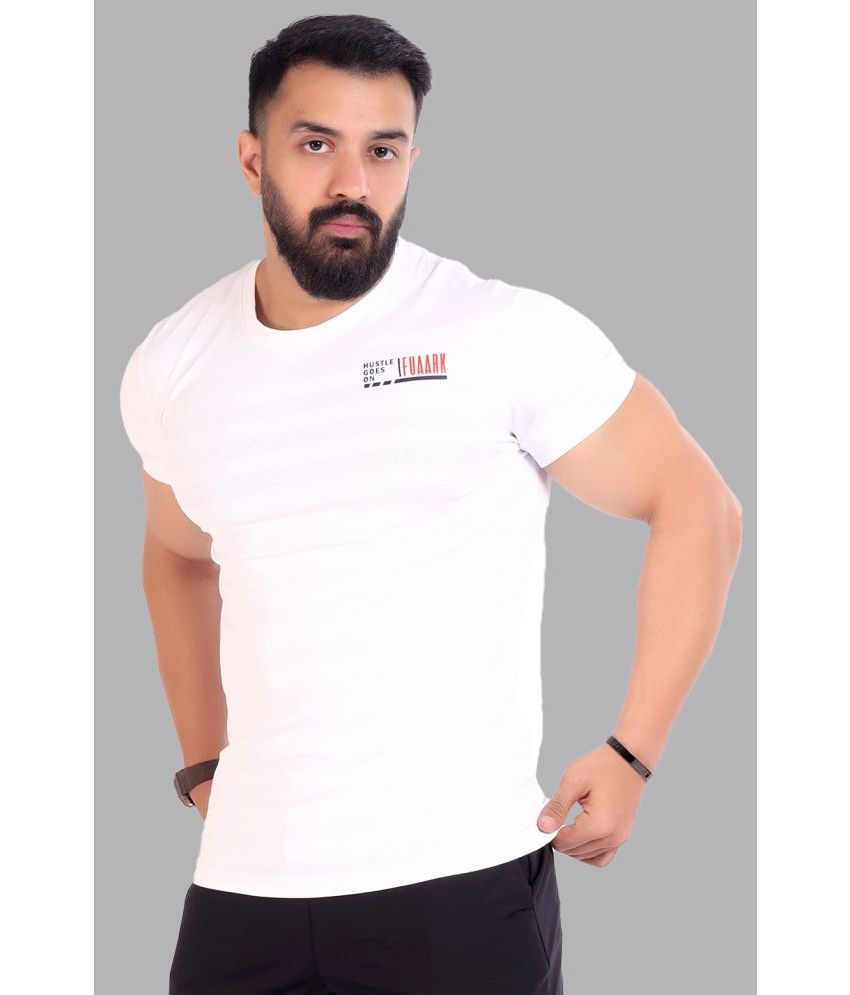     			Fuaark - White Polyester Slim Fit Men's Sports T-Shirt ( Pack of 1 )