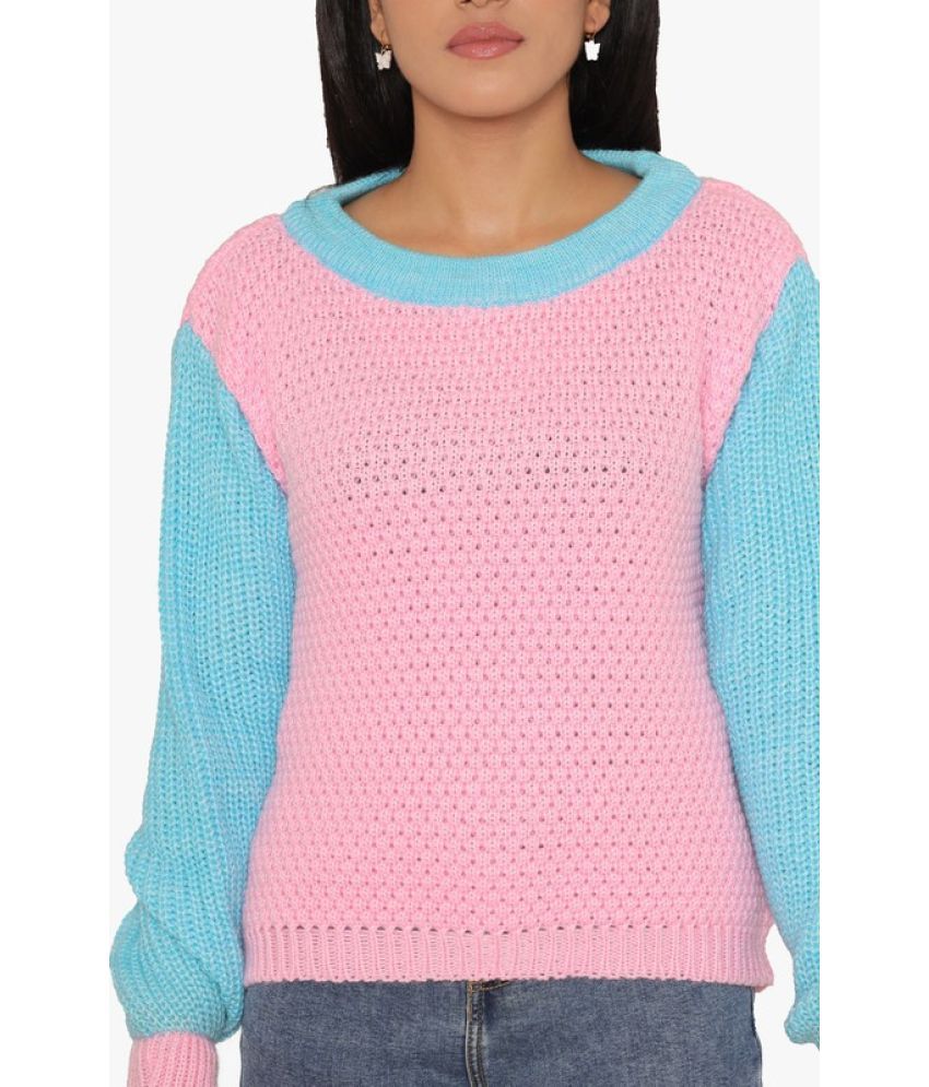     			KASMA Cotton Blend Pink Pullovers -