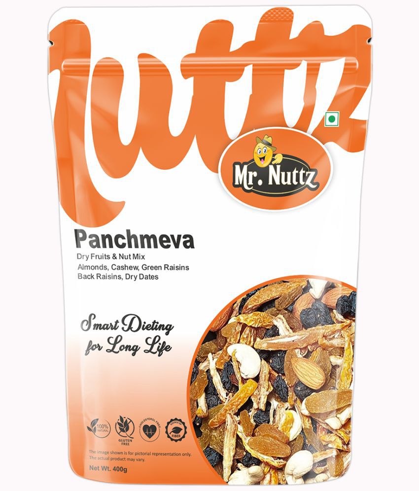     			Mr. Nuttz Dry Fruit Mix - Panchmeva Combo of Almond, Cashew, Black Raisin, Green Raisin, Dates-400 g