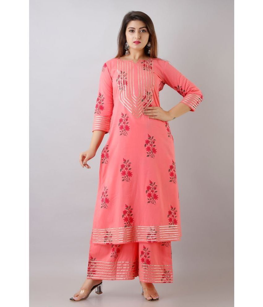     			NeshamaKurti - Coral Straight Rayon Women's Stitched Salwar Suit ( Pack of 1 )