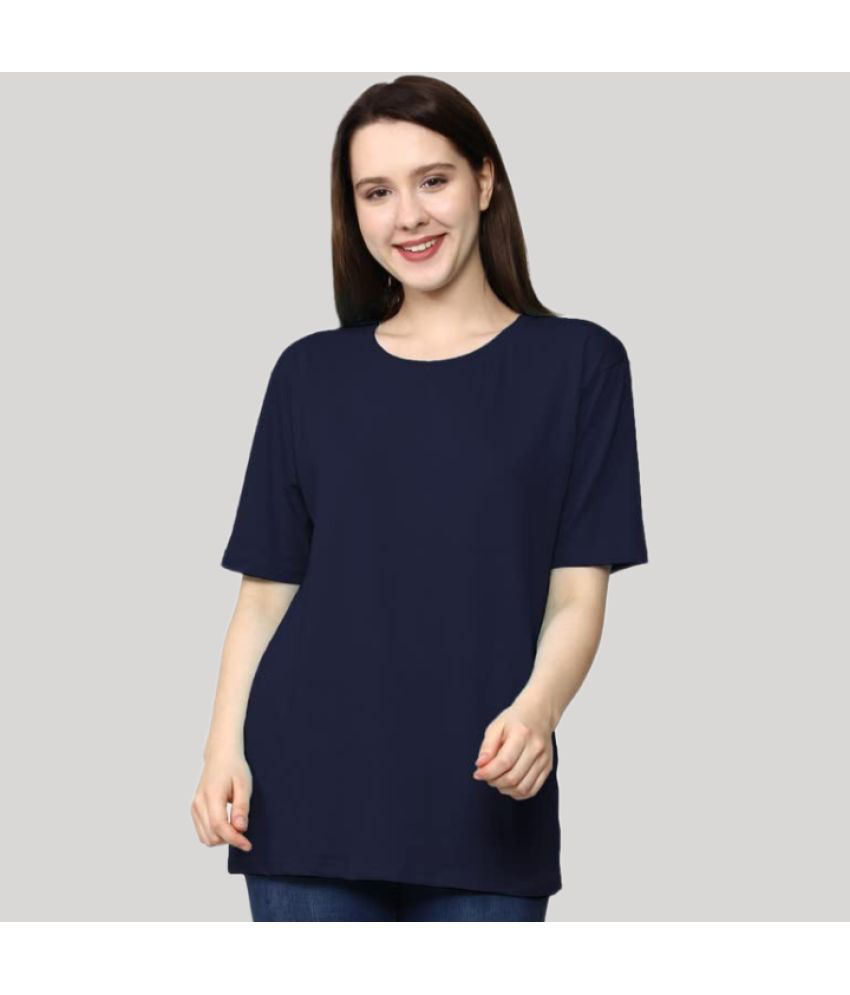     			PP Kurtis - Navy Cotton Loose Fit Women's T-Shirt ( Pack of 1 )