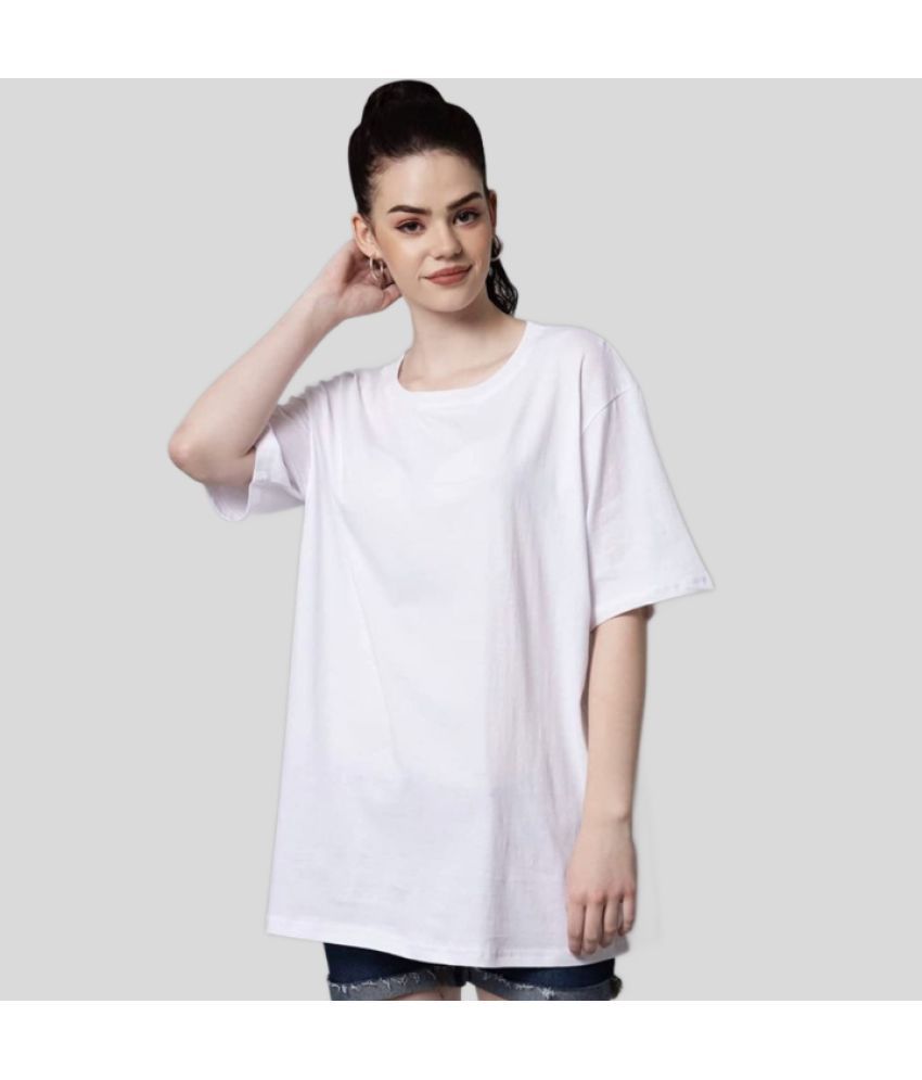     			PP Kurtis - White Cotton Loose Fit Women's T-Shirt ( Pack of 1 )