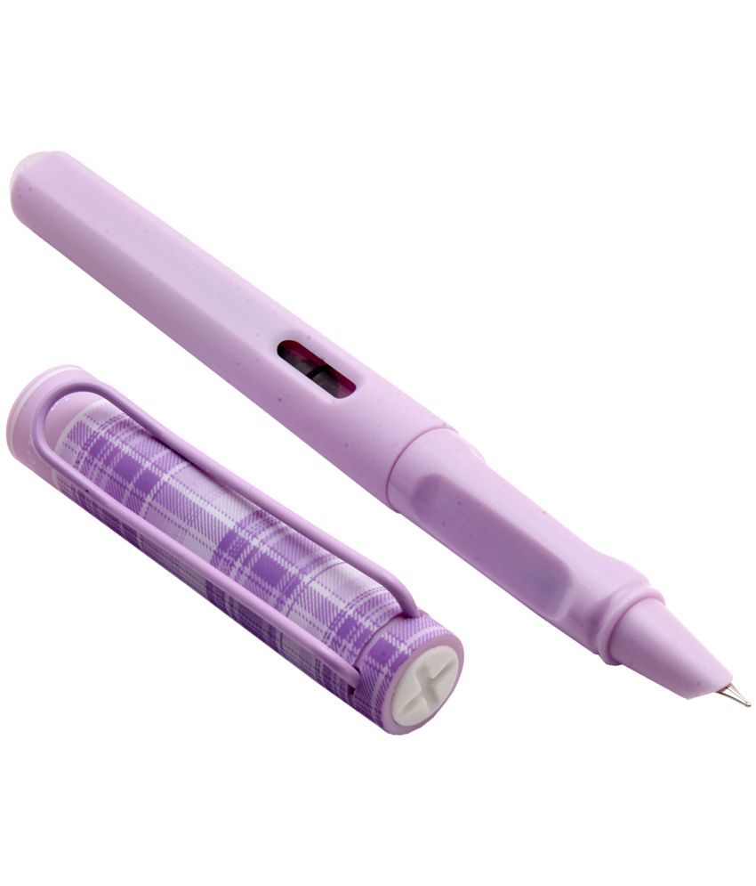     			Srpc Yiren 7028M Checks Design Cap Purple Body Hooded Fine Nib Fountain Pen  (With Erasable Ink Cartridge & A Converter)