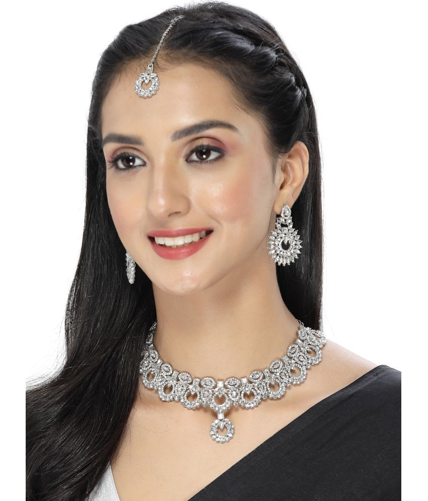     			Sukkhi Silver Alloy Necklace Set ( Pack of 1 )