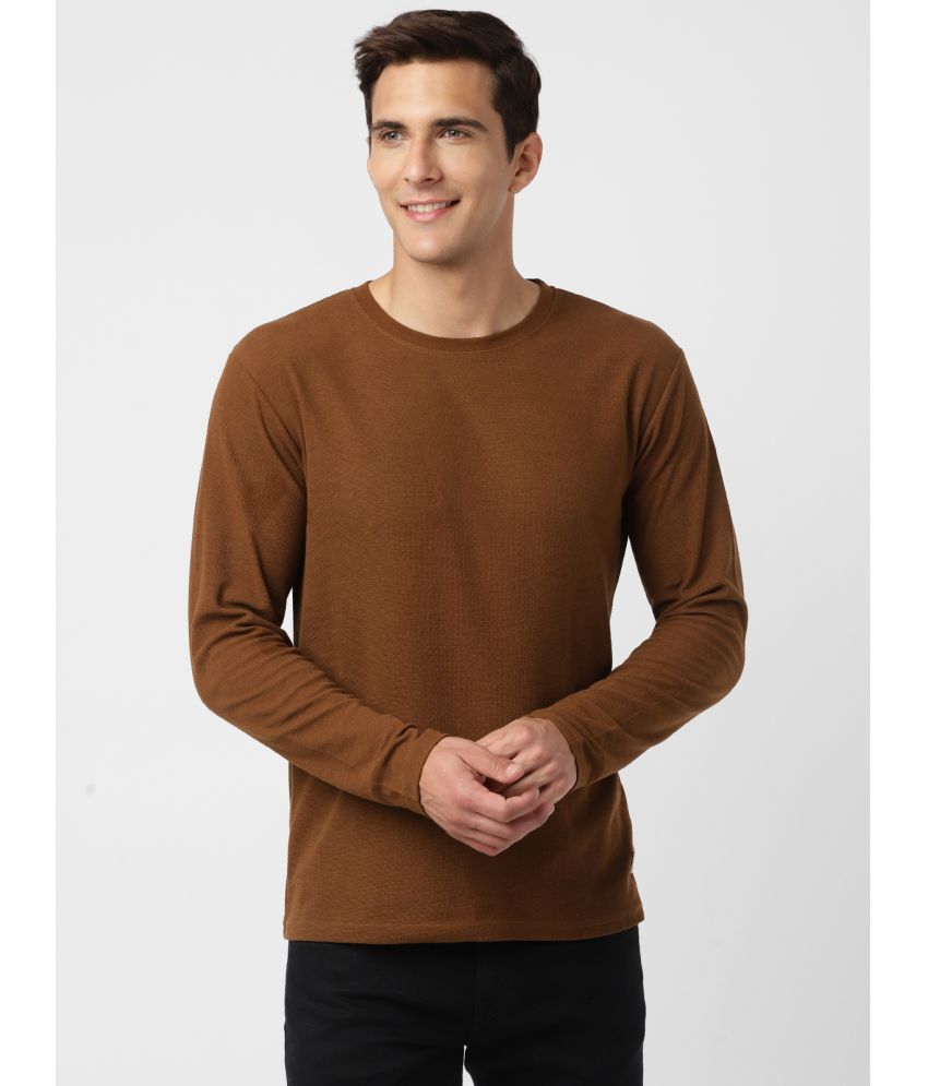     			UrbanMark Cotton Blend Regular Fit Solid Full Sleeves Men's T-Shirt - Brown ( Pack of 1 )