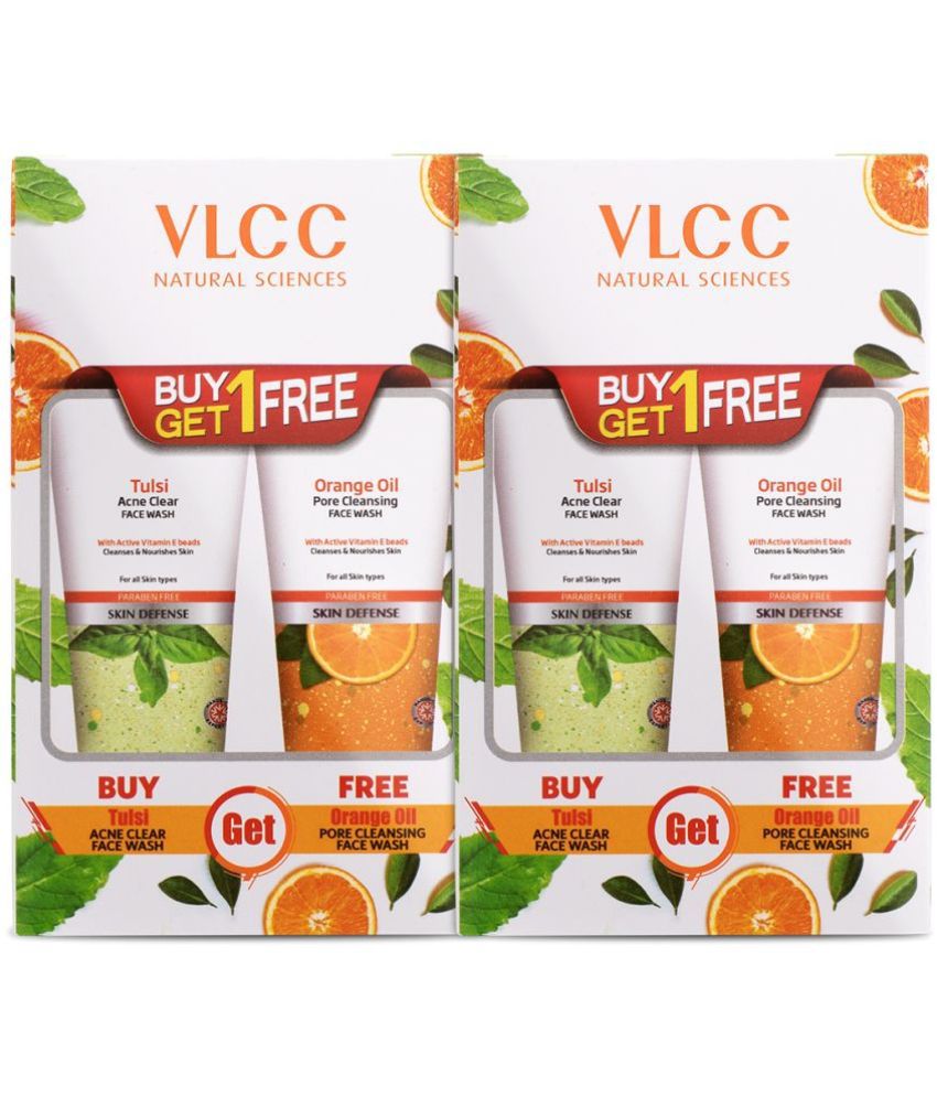     			VLCC Tulsi Acne Clear Face Wash FREE Orange Oil Pore Cleansing Face Wash Buy1Get1 300 ml (Pack of 2)