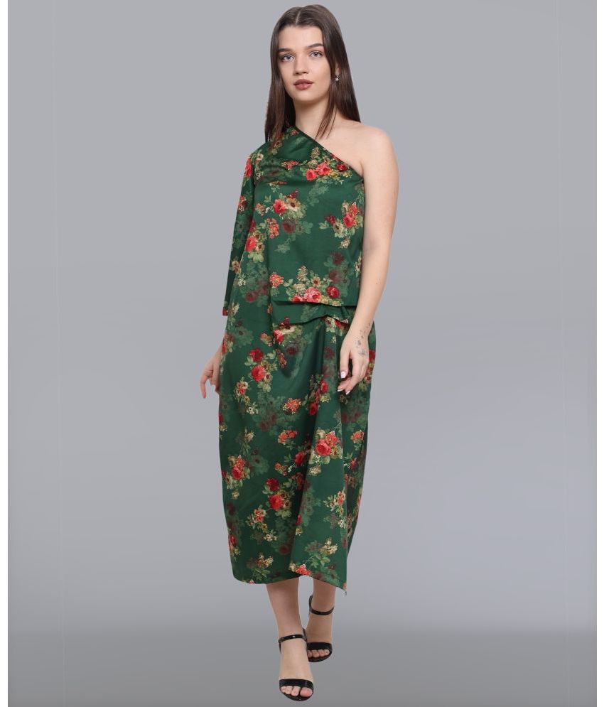     			Baawri - Green Crepe Women's Side Slit Dress ( Pack of 1 )