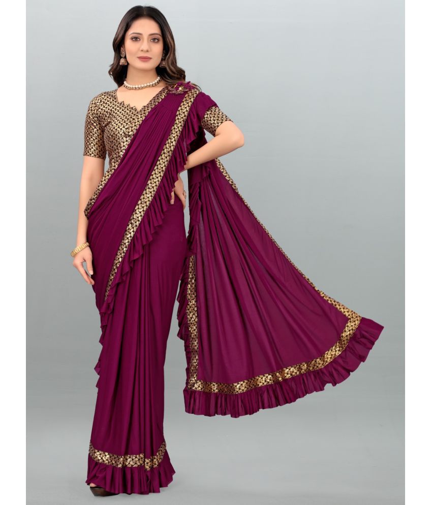     			Gazal Fashions - Magenta Lycra Saree With Blouse Piece ( Pack of 1 )