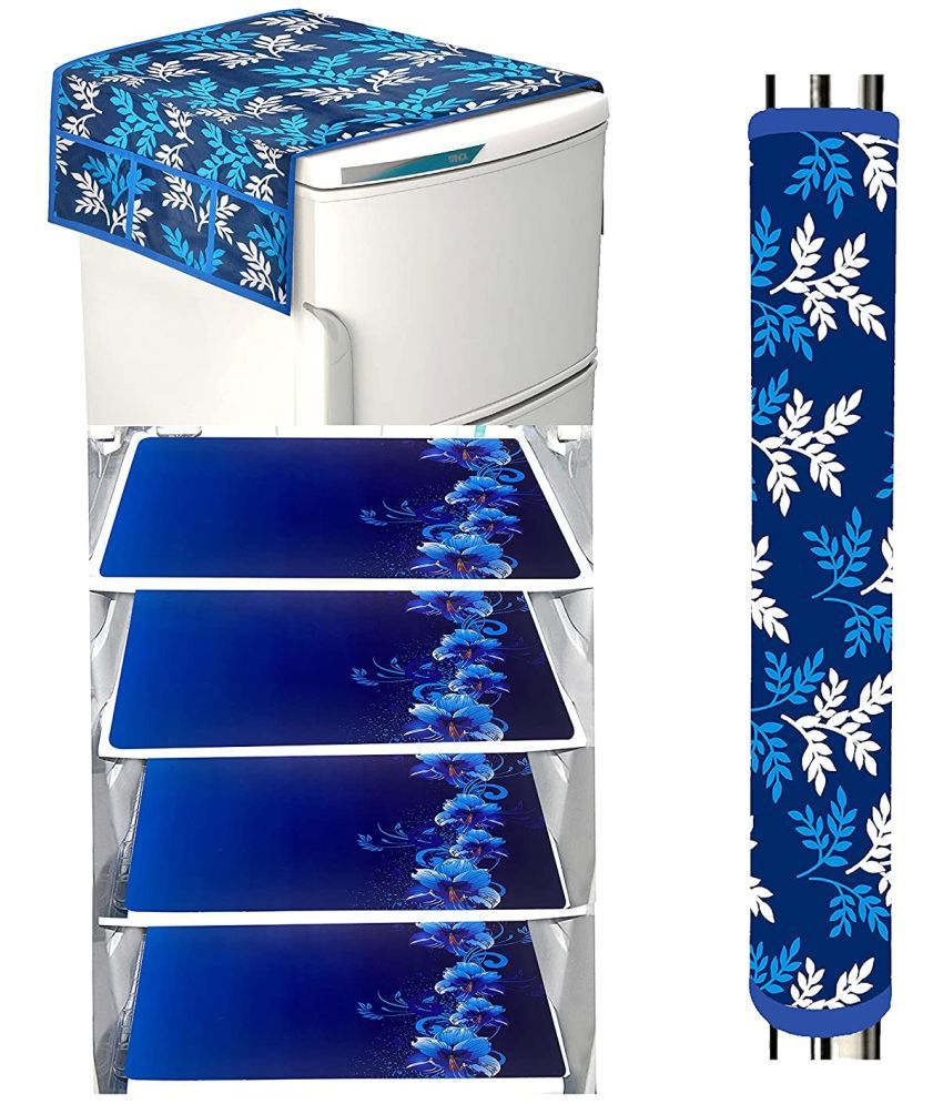     			PVC Floral Fridge Mat & Cover ( 53 99 ) Pack of 6 - Blue