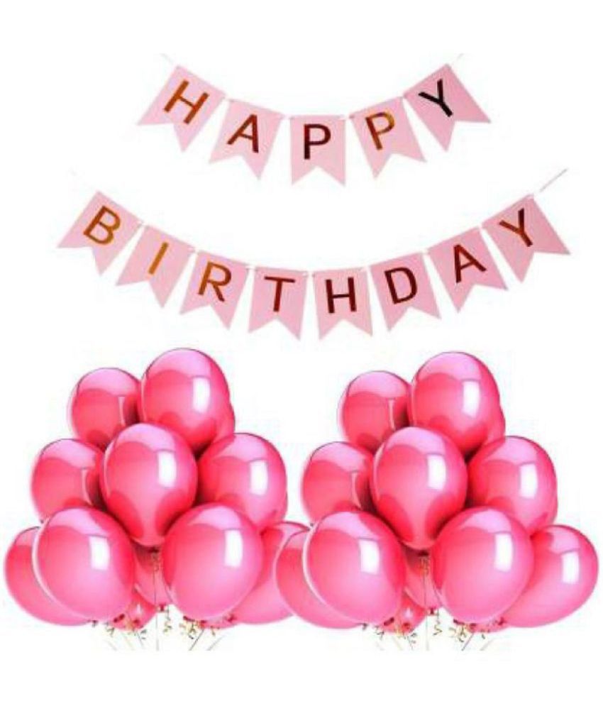     			Happy Birthday Banner (Pink) + 30 Metallic Balloon(Pink)
