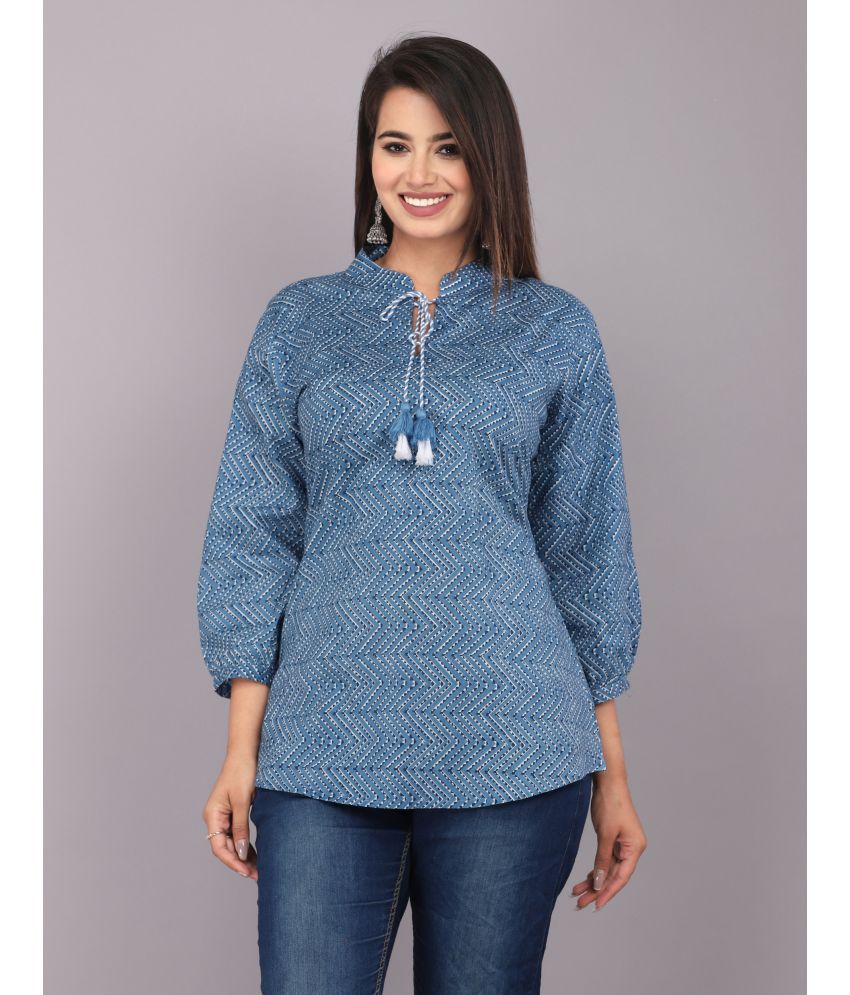     			JC4U - Blue Cotton Women's Tunic ( Pack of 1 )