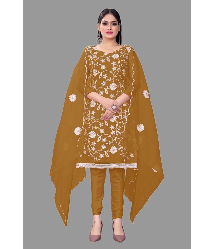     			JULEE - Unstitched Mustard Cotton Dress Material ( Pack of 1 )