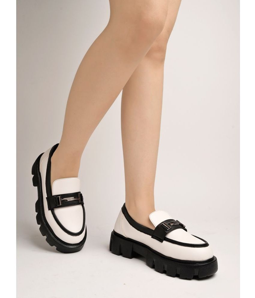     			Shoetopia - White Women's Loafers