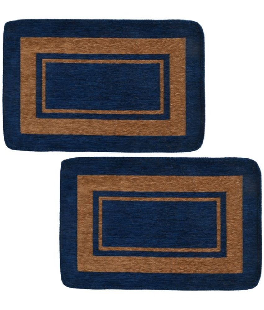     			FURNISHING HUT - Anti-skid Cotton Door Mat ( 60 X 40 cm ) Set of 2 - Blue