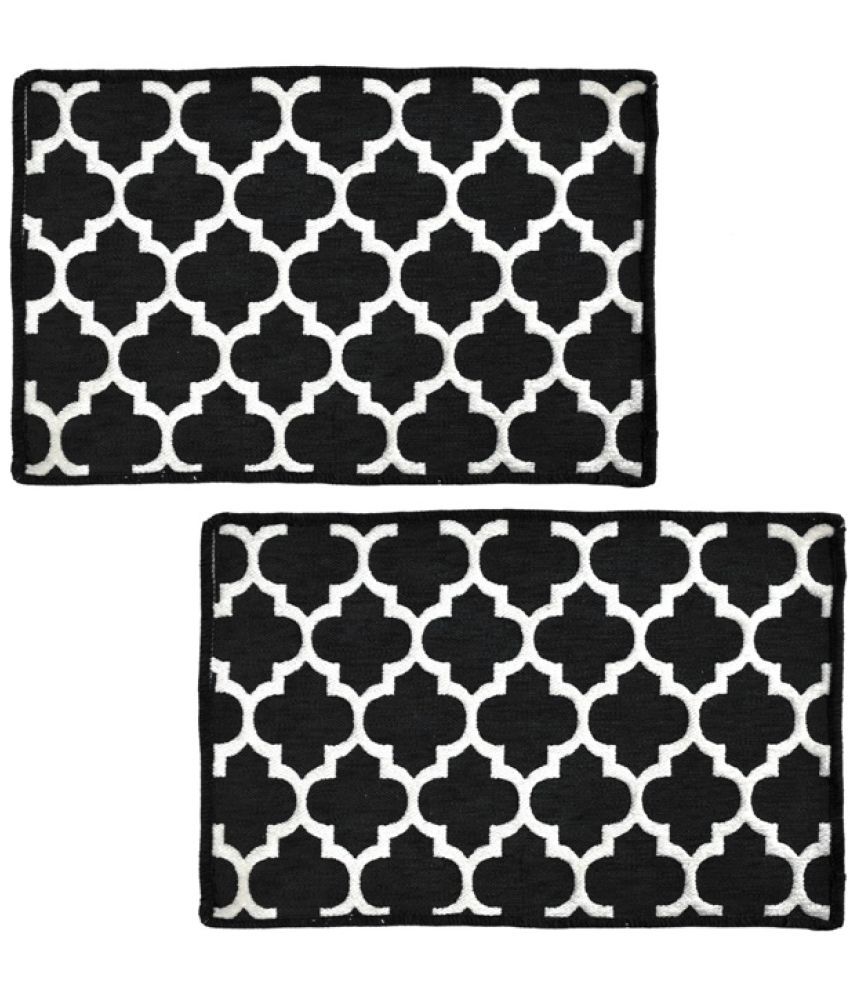     			FURNISHING HUT - Anti-skid Polyester Door Mat ( 60 X 40 cm ) Set of 2 - Black