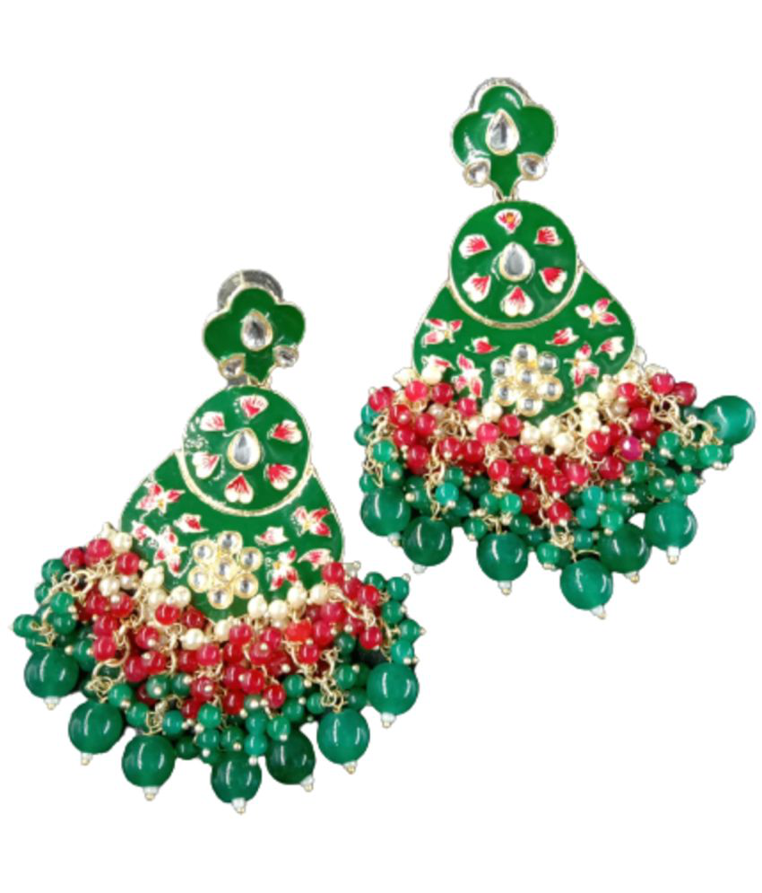     			Jiyanshi fashion Green Danglers Earrings ( Pack of 1 )