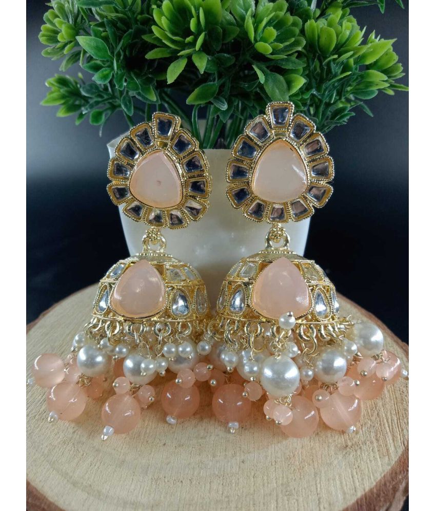     			Jiyanshi fashion Peach Jhumki Earrings ( Pack of 1 )