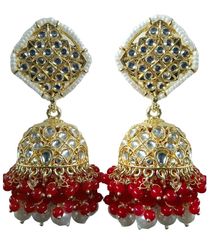     			Jiyanshi fashion Red Jhumki Earrings ( Pack of 1 )