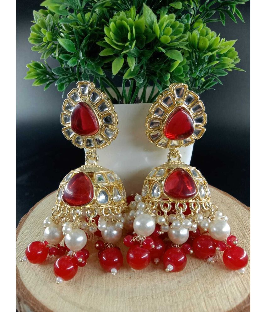     			Jiyanshi fashion Red Jhumki Earrings ( Pack of 1 )