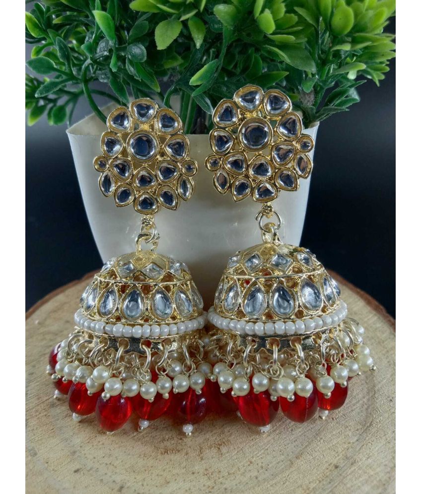     			Jiyanshi fashion Red Jhumki Earrings ( Pack of 1 )