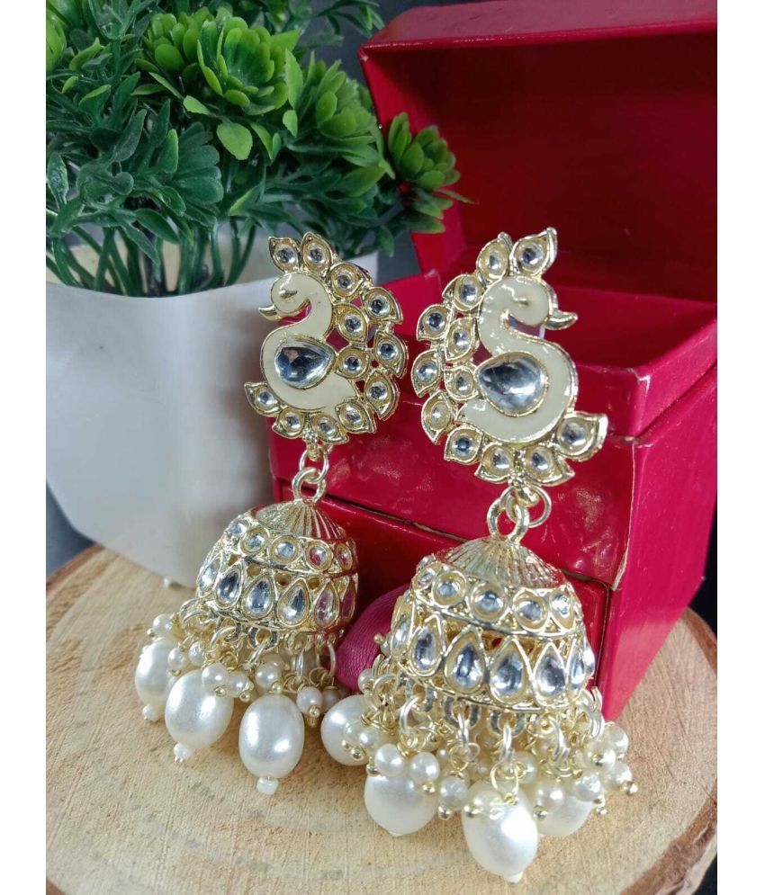     			Jiyanshi fashion White Jhumki Earrings ( Pack of 1 )