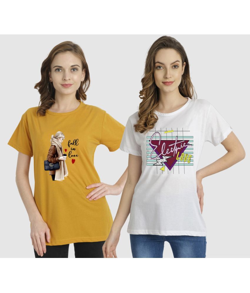     			CHOZI - Multi Color Cotton Blend Regular Fit Women's T-Shirt ( Pack of 2 )