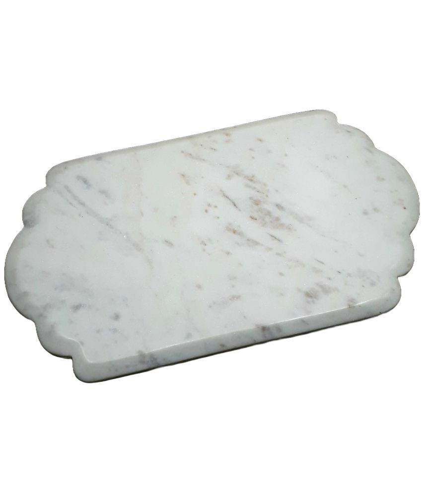     			KRAFT CLOUDS - Marble Serving Tray/Plate White Serving Tray ( Set of 1 )