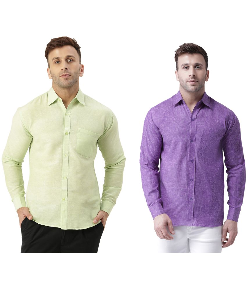     			RIAG Cotton Blend Regular Fit Full Sleeves Men's Formal Shirt - Purple ( Pack of 2 )