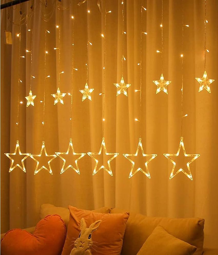     			Star Curtain Lights 12 Stars,138 LED String led Light 2.5 Meter for Christmas Decoration-Strip led Light for Party Birthday Valentine Room Decor-Christmas (Warm White)