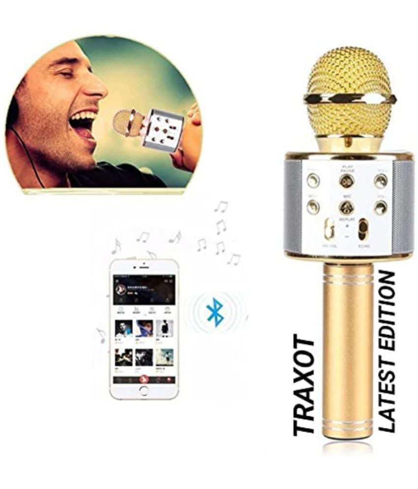     			WS 818 Bluetooth Mic| Wireless Handheld Karaoke Microphone Mic Audio Recording Wire for singing with Speaker for All Smartphones (Assorted colour and Print)