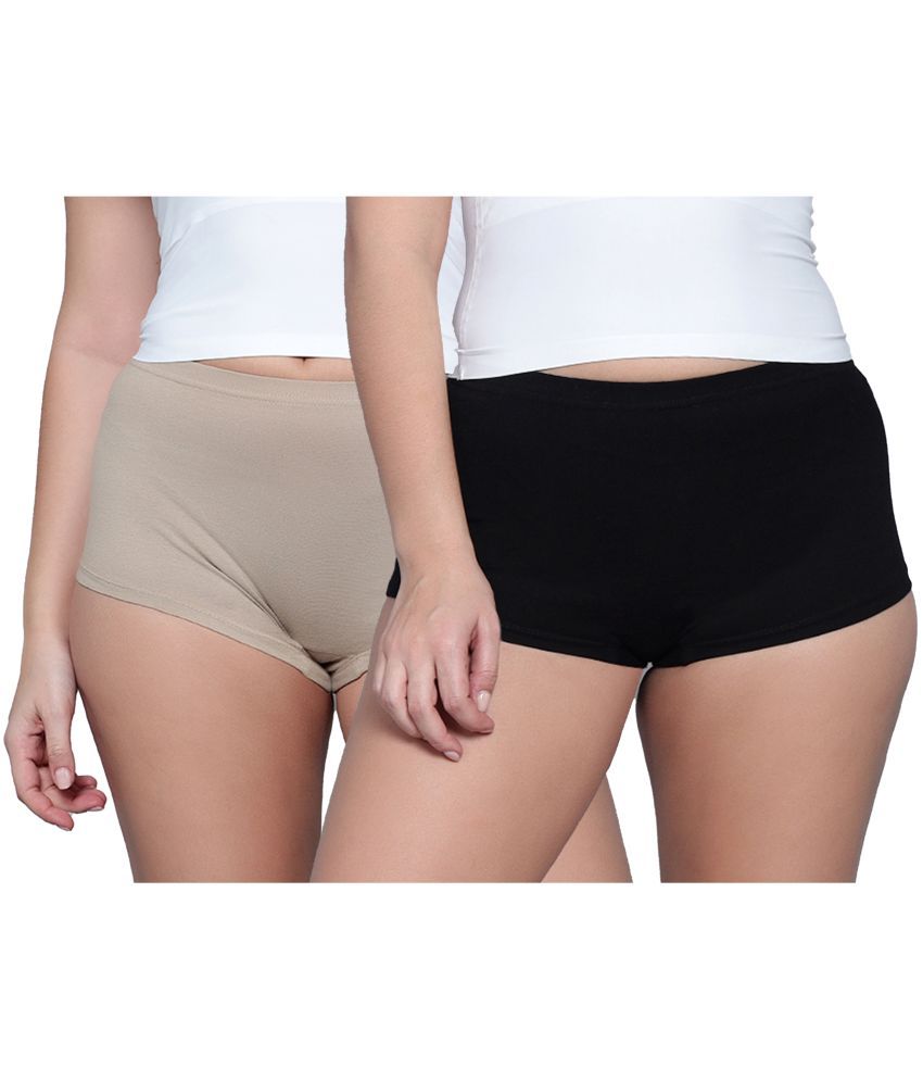     			Diaz Pack of 2 Cotton Solid Women's Boy Shorts ( Multi Color )