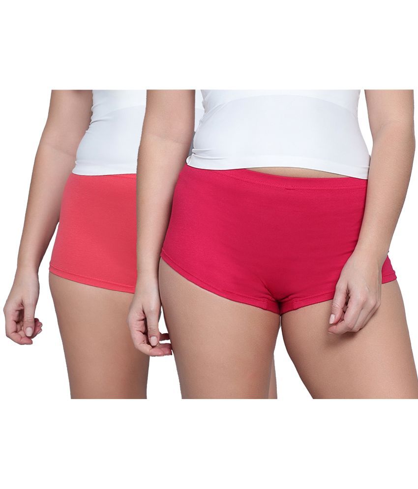     			Diaz Pack of 2 Cotton Solid Women's Boy Shorts ( Multi Color )